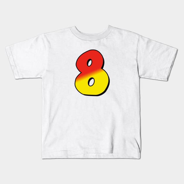 Number 8 red / yellow Kids T-Shirt by Dmitri